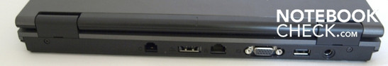 Rear: modem, 1x USB/eSATA, Gigabit-LAN, VGA, Gigabit-LAN, 1x USB-2.0, mains adapter