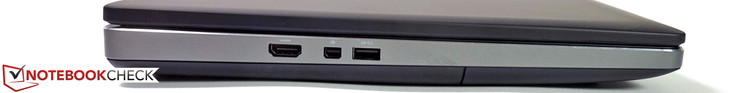 Left: HDMI, mini DisplayPort, USB 3.0