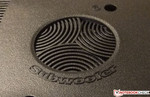 The subwoofer, located on the bottom of the Qosmio.