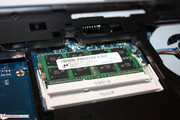 A 4 GB DDR3 bar is inserted into one of the two memory banks.