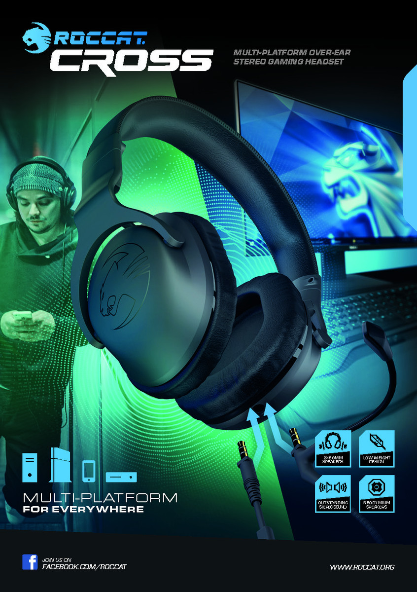Roccat unveils lightweight Cross gaming headset for 70 Euros
