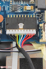 The battery is plugged into the motherboard.