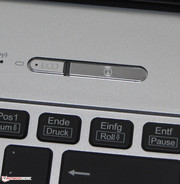 An Eco button is beside the power button. It reduces the laptop's energy requirement.