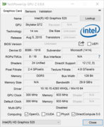 System info GPU-Z Intel HD Graphics 520