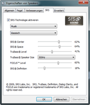 The SRS audio menu can at most improve the basses a bit.