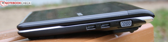 Right: 2 USB 2.0 ports, VGA