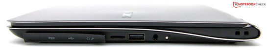 Right: Micro SD, USB 2.0, audio port, Kensington lock