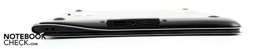 Right: MicroSD, microphone/headphone combo, USB 2.0, Kensington