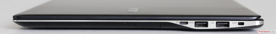 Left side: USB 3.0, USB 2.0, Kensington