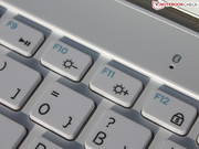 The keys have the usual laptop layout with function keys for brightness and volume.