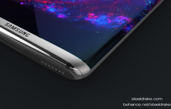 A concept phone render of the Galaxy S8 showing a bigger edge display with minimized bezels.