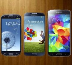 Samsung Galaxy S3, S4, and S5 Android smartphones