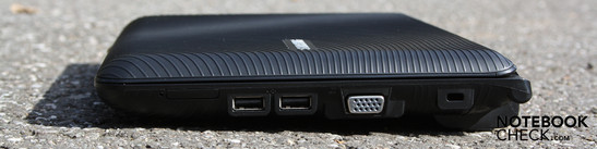 Right side: USB, VGA, Kensington