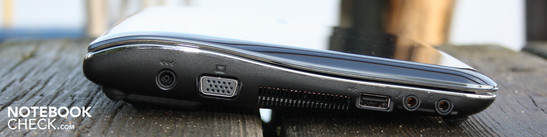 Left: AC, VGA, USB 2.0, microphone, headphones