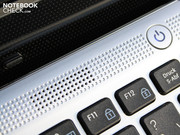 The stereo speakers sit above the keyboard.