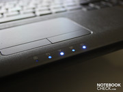 The status LEDs on the front side are the only blinking elements.