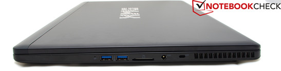Right side: 2x USB 3.0, Cardreader, Power connection, Kensington lock
