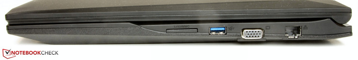 Right: Memory card reader, USB 3.0, VGA-out, Gigabit-Ethernet
