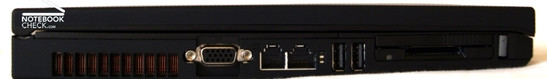 Left side: Louver, VGA-Out, Modem, LAN, 2x USB 2.0, PCCard/ExpressCard