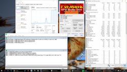 Prime95 and Furmark load tests after about 2 minutes. Note the CPU and GPU clock rates and the temperatures from the sensors.