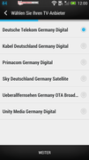 HTC Sense TV: Zip code and provider during setup.