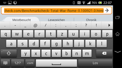 Virtual keyboard in landscape mode.