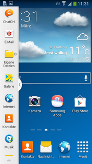 Home screen with opened multi-window bar.