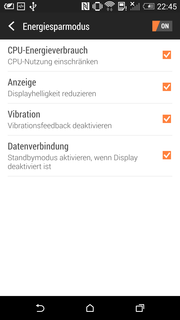 The energy-saving mode is a good feature and HTC even goes one step further if you want to.
