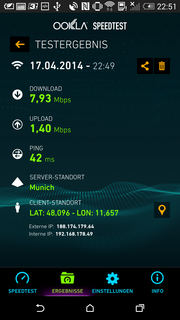 The WLAN module not only has a good signal, but can also use the full speed of an 8 Mbps connection.