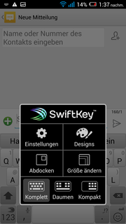 The Swift Key keyboard comes with more features but also more clutter than Google's standard keyboard.