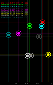 Capacitive touchscreen recognizes up to 10 simultaneous inputs