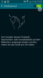 The extensive gesture control works well, you can, for instance, call an opened contact by holding the device to your ear.