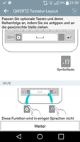 Adjustment of the keyboard