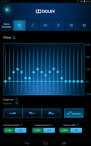 The Dolby sound function can be activated to produce a better stereo sound.