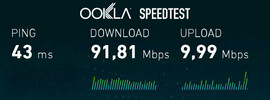 LTE speed (speedtest.net, limited to 100 MBit per second by SIM)