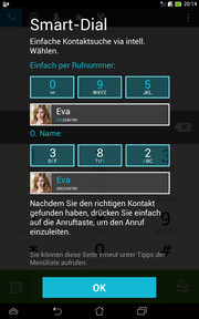 The telephone app has a smart dialer function.