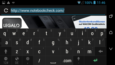 The virtual keyboard in landscape mode…