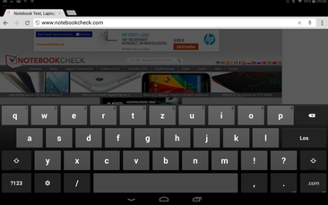 The virtual keyboard in landscape mode...