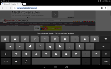 The virtual keyboard in landscape format...