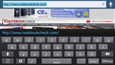 Keyboard in landscape mode