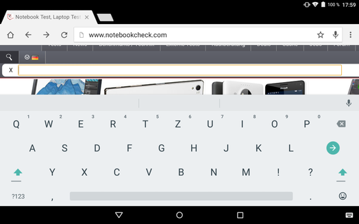 The virtual keyboard in landscape mode...