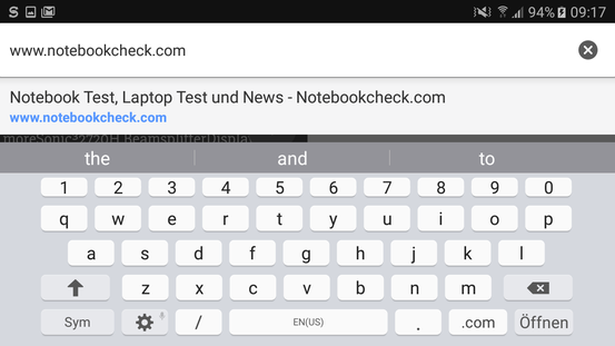 Keyboard in landscape mode