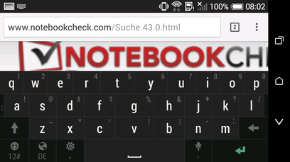 The virtual keyboard of the HTC Desire 510 in landscape...