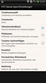 The keyboard layout can be adjusted via Sense Input settings.