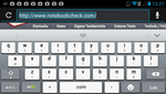 The virtual keyboard in landscape mode.