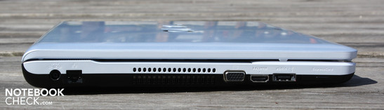Left: AC, LAN, VGA, HDMI, eSATA, ExpressCard34