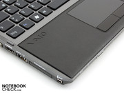 The hand resting area has a Vaio logo on it. The surface is made of hard rubber.