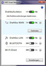 Useful: The tool "Vaio Smart Network" makes it possible to quickly switch on and off wireless modules.