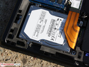 The 750 GB Toshiba hard disk can be upgraded by an SSD easily.