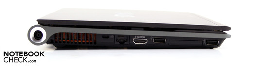 Left: AC, Kensington, RJ45, HDMI, 2 x USB, ExpressCard34